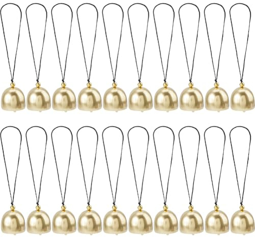 Hobbspring 20 Stück Kleine Goldene Windspiele Weihnachtsschmuck Kupfer Glocken Retro Outdoor Hängende Metall Chinesische Windspiel Für Zuhause Garten Deko DIY Weihnachtsfeier Zubehör