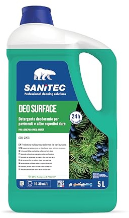 Sanitec, Deo Surface Pino E Ginepro, Detergente Profumatore Pavimenti E Superfici Dure 5L, Freschezza Bosco Fino A 24 Ore, Molecola Elimina Odori