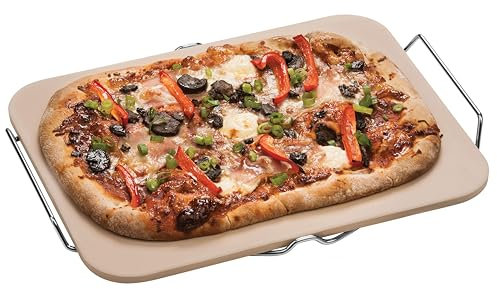 Premier Housewares – Pizza Piedra con gres Junta/Cromo Soporte, Natural