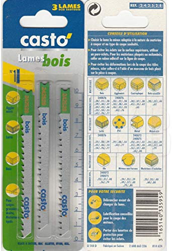 HKB ® 3 Stichsägenblätter No 1, 85mm, für Hölzer und Laminate, Aufnahme für Black&Decker, Peugeot, MAC, ALLISTER, RYBOL, SKIL, Hersteller casto, Artikel-Nr. 242528