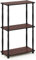 Furinno 3-Ebenen kompaktes Mehrzweck-Regal mit klassischem Rohr, holz, Dunkle Kirsche/Schwarz, 29.46 x 59.94 x 75.18 cm
