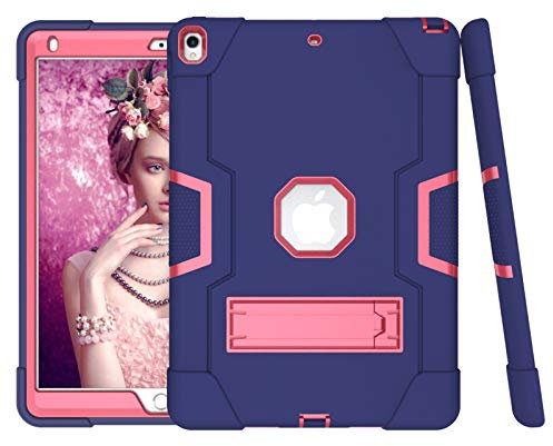 HyFone Hülle für iPad Air 3 2019 & iPad Pro 10.5 - Robust Stoßfest Schwerlast Dauerhaft Ganzkörperschutz Schutzhülle Case Cover für iPad A2152 A2123 A2153 A1701 A1709 - [Marineblau/Rose Rot]