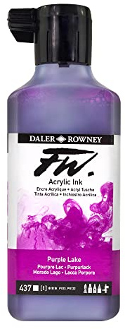 Daler-Rowney FW Acrylic Artists Ink, 180ml/6oz Plastic Bottle, Purple Lake (D160181437)