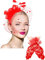 Bowknot Faszinator Hut Gefieder Schleier Mesh Stirnband und Kurze Spitzen Handschuhe Blumen Spitzen Handschuhe (Rot)