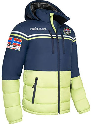 Nebulus Herren Skijacke BLOCKY, Outdoorjacken, Funktionsjacke, Navy-Lime - XXL