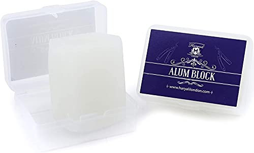 Haryali London Alaunstein Blutstiller Aftershave - Festes Deodorant & Geruchloses Rasierstein Beruhigt Die Haut Nach Der Rasur mit Rasierhobel/Rasiermesser Kunststoffkoffer
