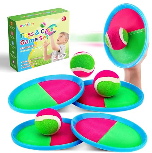 Weokeey Klettballspiel Wasserspielzeug Kinder Outdoor Spiele Strandspielzeug Pool Spielzeug Gartenspiele Reisespiele Klettball Wurfspiel Kinderspielzeug Geschenk 3 4 5 6 7 8 Jahre Junge Mädchen