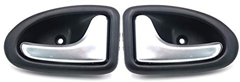 YUPVM PoignéEs de Porte IntéRieures pour Clio II 2 Megane Scenic Trafic ArrièRe Avant ArrièRe Gauche Droite CôTé Conducteur IntéRieur Passager, Noir & Argent, (487312)