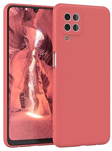 EAZY CASE - Silikonhülle für Galaxy M22 Hülle Silikon Case Rot weich stoßfeste Handyhülle Schutzhülle mit Kameraschutz Dünn Premium Schutz Cover TPU Phone Bumper in Pastell Hellrot Matt