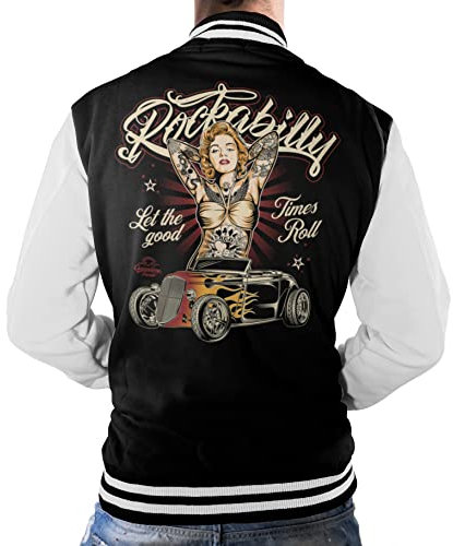 Gasoline Bandit Rockabilly Baseball College Jacke - Old School Hot Rod - Let the Good Times roll XL