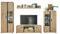 Stella Trading KANADA Ensemble mural complet en aspect chêne Artisan, noir - Meuble mural moderne avec éclairage pour votre salon - 340 x 196 x 40 cm (L/H/P)