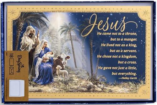 DaySpring Dona Gelsinger Weihnachtskarten mit Umschlägen, Jesus-Krippenmotiv, 18 Stück, blau, J8852