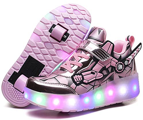 Unisex Bambino Scarpe con Rotelle,Luci LED Pattini a Rotelle Bambina Automatiche Skate Formatori Scarpe Bambino Sportive Ginnastica Lampeggiante Outdoor Multisport Running Sneaker
