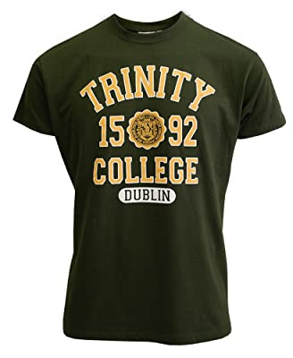 Traditional Craft Ireland Men's Bottle Green Cotton Trinity College Tee-Shirt