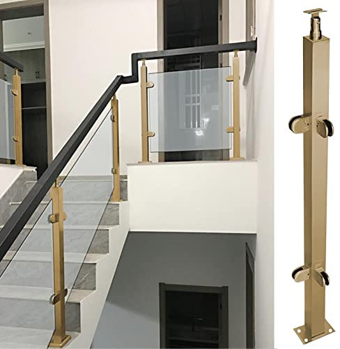 glasgeländer Treppengeländer aus Glas für Flurstufen im Innenbereich, Glas-Balkon-Geländerstangen-Kits für Villen/Patio/Mall Handlauf, Zaunstützsystem(Corner Post,120cm/47.2in)