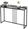 COSTWAY Konsolentisch schwarz, Eingangtisch Holz mit Marmor Optik, Beistelltisch mit schwarzem Metallgestell, Flurtisch modern, 120 x 30 x 90cm