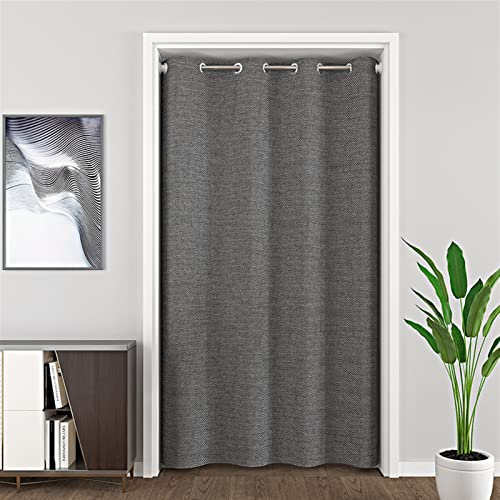 SK Studio Türvorhang Blickdicht Thermo Gardinen Vorhang mit Ösen Thermovorhang Kälteschut Wärmeisolierend Haustür für Tür Schrank Vorhang Grau, 180x180cm
