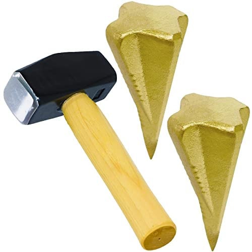 SPARES2GO Kit de martillo divisor de troncos (4 libras/2 kg de trineos de nogal americano + cuñas de madera para cortar madera x 2)