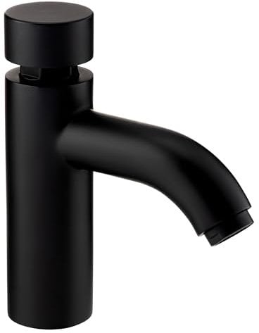 ENKI Insta BT4500 Black Self-Closing Delay Action Tap, Solid Brass Non-Concussive for Sink, Push Button Basin Monobloc Pillar Tap, 1 Year Guarantee