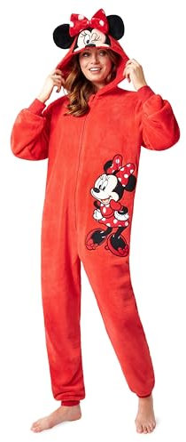 Disney Pigiama Intero Donna - Pigiama Stitch Interi in Pile IH Oh Angel Minnie Malefica S-2XL - Gadget Stitch Idea Regalo (Rosso Minnie, M)