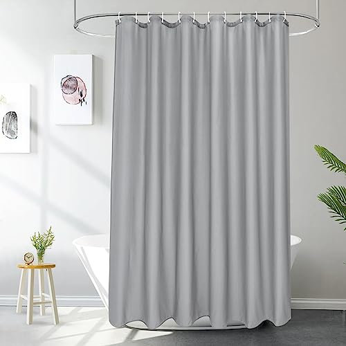 EurCross Rideau de Douche Anti Moisissure, 180 x 200cm,Gris Clair,Tissu Polyester,Imperméable,Lavable pour Baignoire ou la Salle de Bain 12Crochets