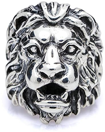 AMDXD Sterlingsilber 925 Ringe, Löwe Ring Echt Silber Männer für Herren, Band Ring, Gr.56 (17.8), Silber, Echtsilber