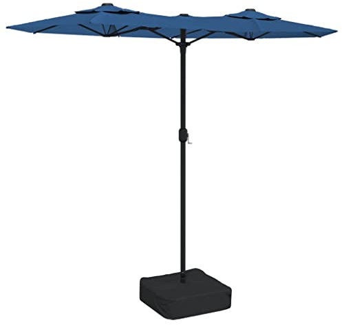 vidaXL Sombrilla Doble de Jardín, Parasol Protector de Sol, Refugio Solar, Paraguas para Patio Terraza Playa Exterior, Azul Celeste 316x145 cm