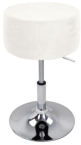 XGANGM Velvet Hockerbezug Rund Durchmesser 33.5cm H17cm Rund Barhocker Hussen Bezug stuhlhussen barhocker rund Stretch Stuhlbezug Schonbezug Protector für Home Büro Bar,Weiß,2PCS 33.5x17cm