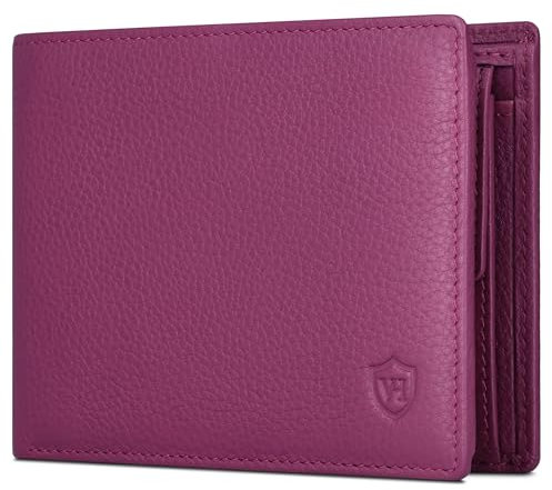 VON HEESEN Leder Geldbörse RFID Schutz I Echtleder Geldbeutel für Damen & Herren I Portemonnaie Brieftasche Wallet Portmonee (Pink)