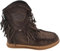 Malu Shoes Stivaletto donna indianini marrone scamosciati con frange zeppa interna 5 cm stemma altezza caviglia moda ibiza (37 EU)