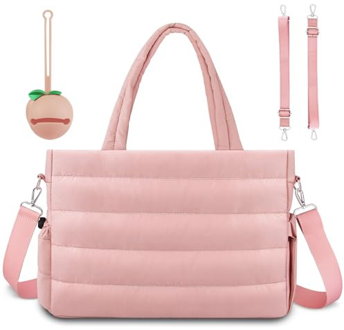 KUBYA Wickeltasche, Baby-Wickeltasche, Umhängetasche, Krankenhaustasche, Reise, große Mama-Tasche, mit Silikon-Schnulleretui, Pink, Large, modisch