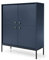 BETTSO - Molly - Hochkommode - 125 cm hoch, 104 cm breit - 4-türig - mit hohen Metallbeinen - Schuhschrank - Kommode - Lowboard - Flurgarderobe - Aktenschrank - Dunkelblau mit Schwarzen Beinen