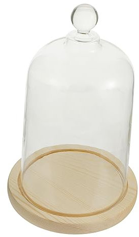 IMIKEYA 1 Set Display Cover Circle Tray Bell Jar Dome Chocolate Cupcakes Bell Jar Display Dome Cake Storage Rack Candy Home Decoration Clear Tray Rose Food Glass Desk Bamboo Base