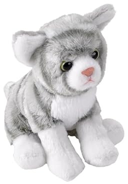 Wild Republic Pocketkins Eco Grau-getigerter Kater, Plüschtier, 12 cm, Plüschspielzeug, Hergestellt aus recycelten Materialien, Umweltfreundlich