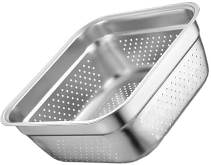 COLLBATH Multifunctional Stainless Steel Washing Basin 30cm Heavy Duty Colander for Vegetables Fruits Rice Kitchen Strainer Removable Base for Food Preparation and Draining