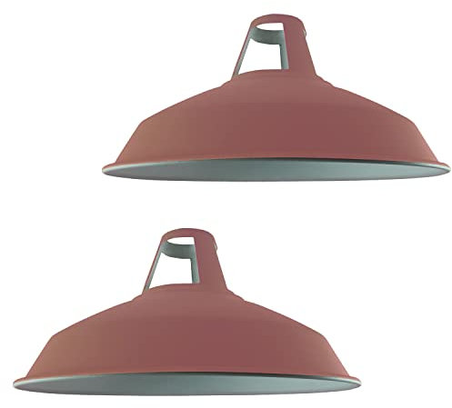 Paralume in metallo, stile retrò, moderno, facile da montare, per lampade a sospensione industriali vintage, camera da letto, cucina, bagno, paralume anticato (confezione da 2, rosa fienile)