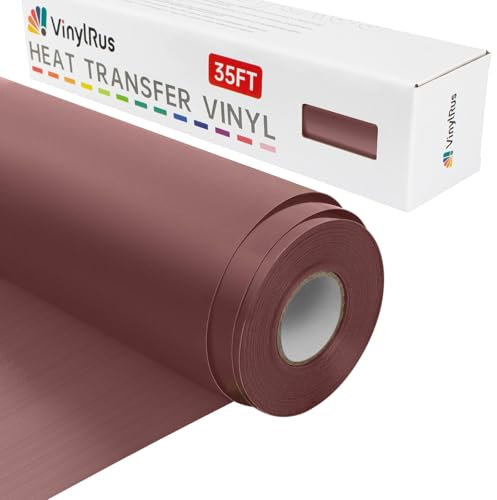 VinylRus Heat Transfer Vinyl-12” x 35FT Brown Iron on Vinyl Roll for Shirts, HTV Vinyl for Silhouette Cameo, Easy to Cut & Weed