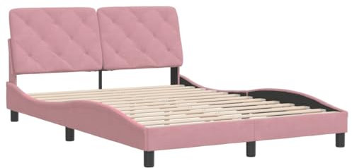 vidaXL Bettgestell, Bett ohne Matratze, Bettrahmen mit Lattenrost für Schlafzimmer, Schlafzimmerbett DoppelBettgestell Rosa 120x200cm Samt