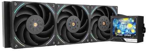 Thermalright Mjolnir Vision 360 ARGB Black CPU AIO Kühler, IPS LCD Bildschirm mit 320 * 240 Auflösung, für AM5&LGA 1700/1851, leistungsstarke 360 Specs Wasserkühlung mit 3.5in abnehmbarem Display