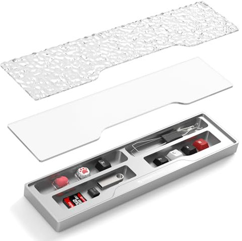 MAMBASNAKE Aluminum Alloy Keyboard Wrist Rest, Wrist Support for Keyboard CNC Machined Precision, Durable Ergonomic Keyboard Wrist Pad for 60% Keyboard with Anti-Slip Mats Office Gaming - Silver