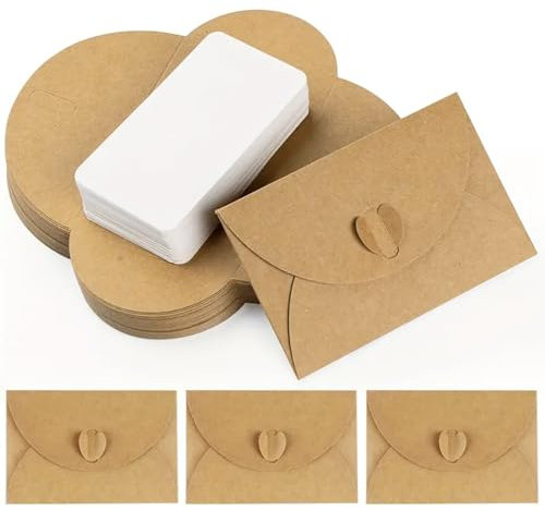 50 Stück mini briefumschläge mit karten, Herz Kleine Briefumschläge Mini, Vintage Mini Umschläge kleine karten, the invitation für Geschenkkarten DIY Dankeskarten Weihnachten