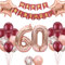 60 Geburtstag Dekoration Frau, Luftballons 60 Geburtstagsdeko Frau, Weinrot Deko 60 Happy Birthday Banner Rosegold 60. Luftballons Konfetti Ballon Geburtstag Frauen(60.)