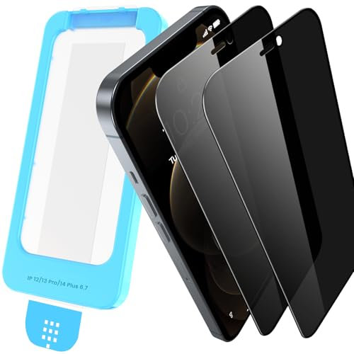 Orealgut für iPhone 12 Pro Max für Panzerglas Sichtschutz, 9H+ Schutzglas Bruchsicher, Premium 26°Blickschutzfolie, [Auto-Installation] 100% Staubfrei, Full Screen Privacy Schutzfolie, 2 Stück