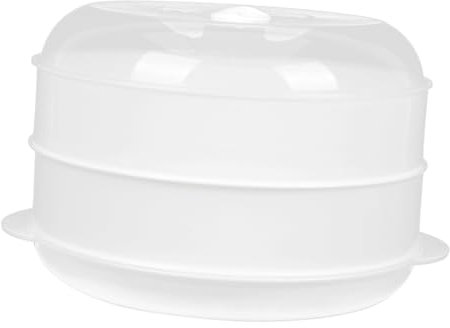 SHOWERORO Vaporera Microondas De Plástico Doble Capa para Cocinar Al Vapor Utensilio De Cocina Cesta para Verduras y Asas Laterales