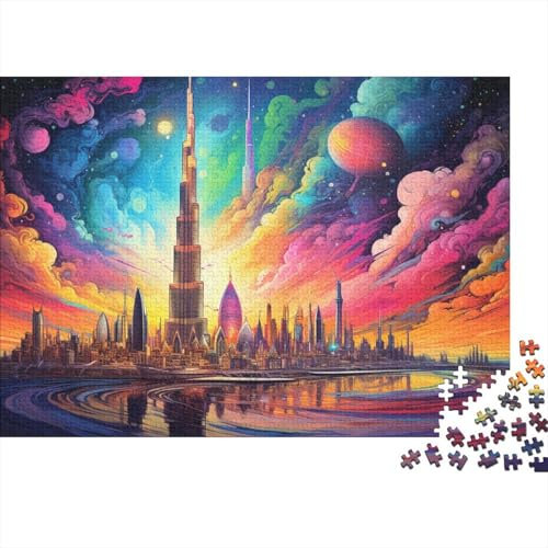 1000-teiliges Puzzle Dubai Burj Khalifa Puzzle für Erwachsene Holzpuzzle Heimdekoration 50x75 cm