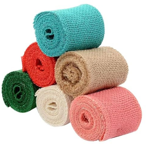 DIYEAH Rouleaux De Ruban De Jute Coloré : 6 PièCes De Ruban De Jute D'Emballage Pour L'Artisanat De NoëL, La DéCoration, Les NœUds Floraux De Mariage, Les Garnitures Artisanales