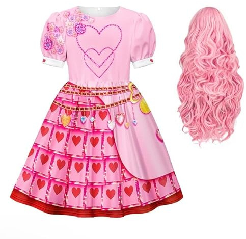 Pomzio descendants 4 Rise of Red Kostüm Bridget of Hearts Cosplay Pink Queen Kleid Mit Perücken Prinzessin Kostüme