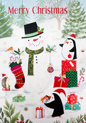 Surprise 3D Pop Out Snowman & Penguins Christmas Pop Up Greeting Card XHH006S