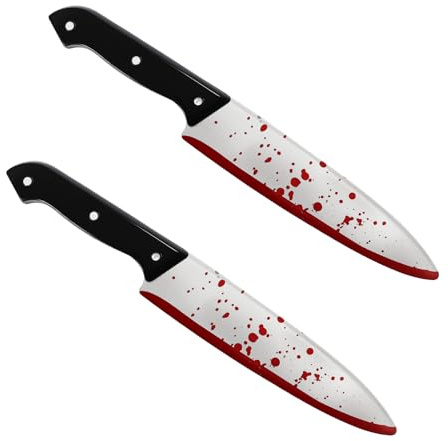 Newthinking Coltello per sangue di Halloween, 30 cm, finto coltello per Halloween serial killer, accessori per costumi, confezione da 2