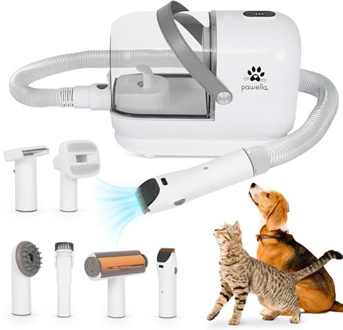 Pawella Pet Grooming Kit with Vacuum, Dog Clippers, Suction 99% Pet Hair, Professional Pet Grooming Kit with 7 Proven Tools for Shedding Grooming, Cat Dog Grooming Vacuum Kit, 2.5L